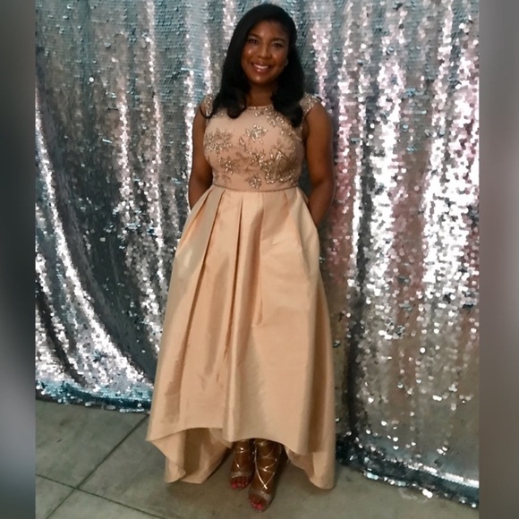 Adrianna Papell hi&low top beaded long Gown - Picture 3 of 10